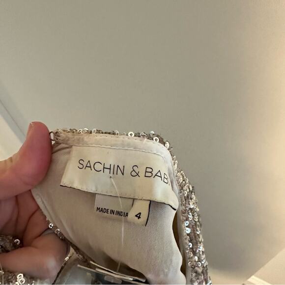 NWT Anthropologie Sachin & Babi Silver Sequin Mini Dress 4 - Picture 16 of 16